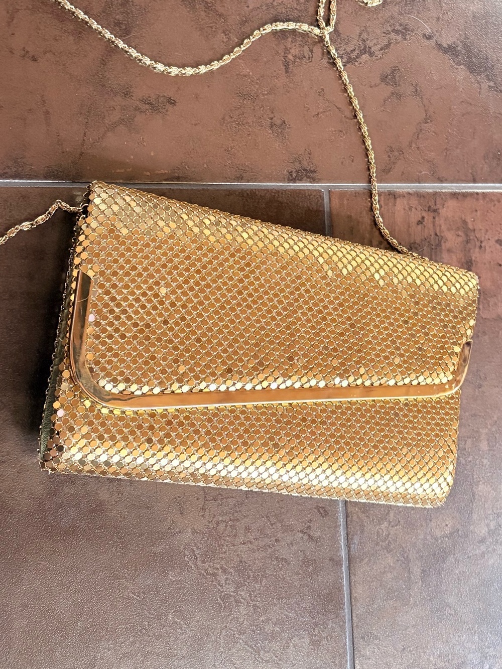 Gold Metallic Clutch Shoulder Bag